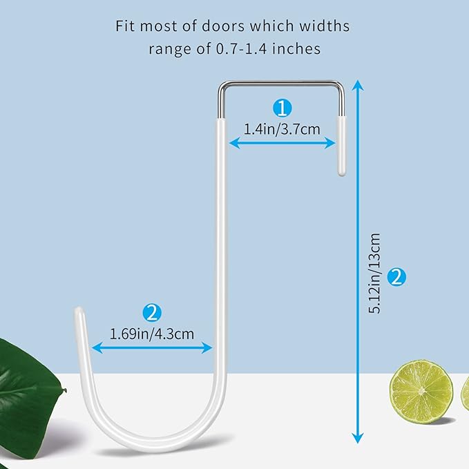 FYY Over the Door Hooks, Single-Hanger 4 Pack, Fits Doors 1 3/8" White | Heavy - Image 2