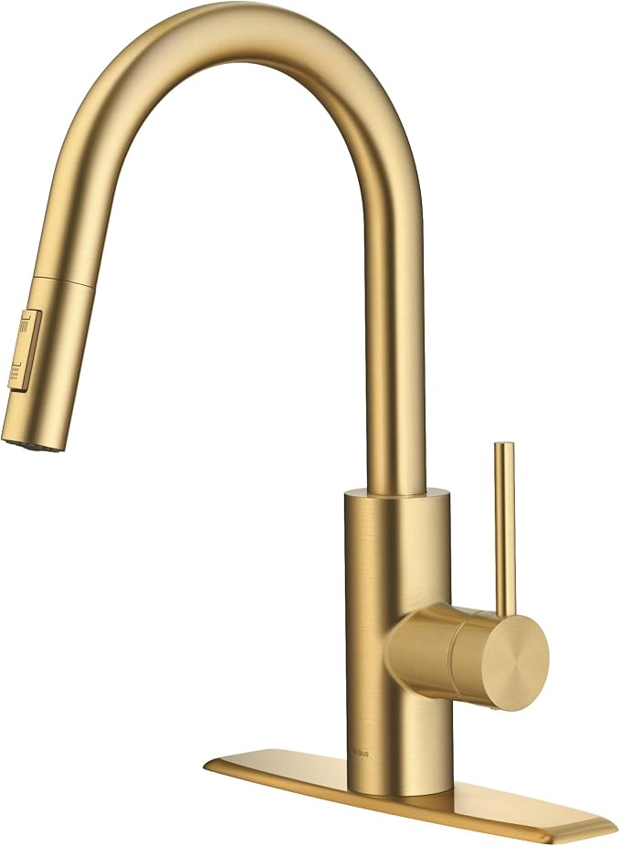 KRAUS Spot Free Brushed Brass Pull Down Kitchen Faucet KPF-2620BB | QuickDock - Image 14