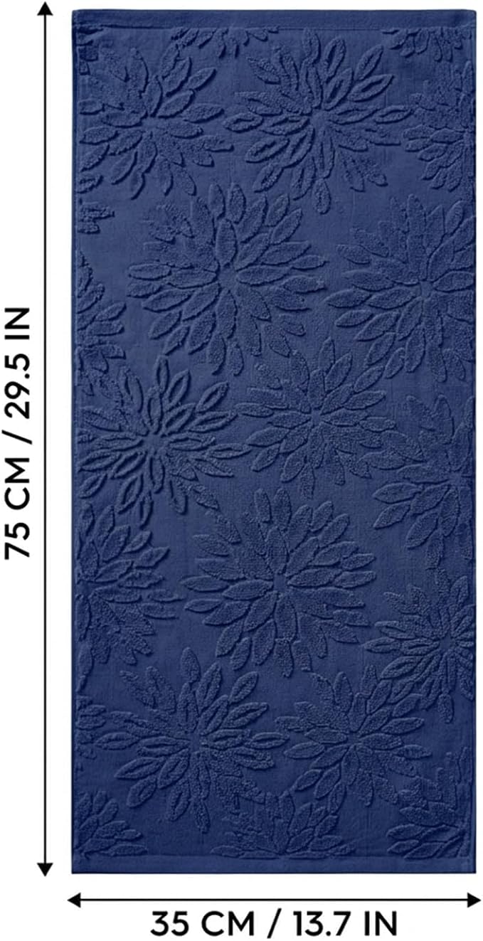 Artoid Mode 2 Pcs Navy Blue 3D Dahlia Floral Jacquard Hand Towels - Image 7