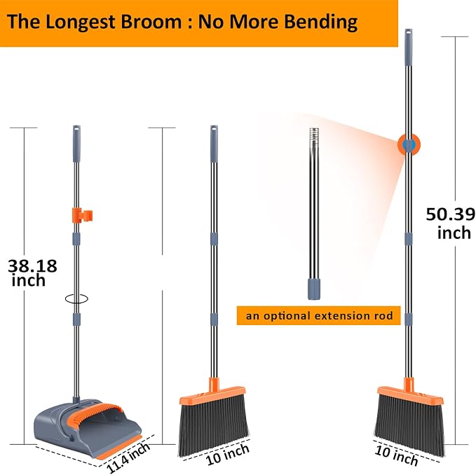 Upgrade Broom and Dustpan Set, Self-Cleaning - Image 2