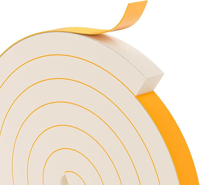 1" x 1" EVA Foam Weather Stripping Tape, 6.5FT Self-Adhesive Foam Seal Strip by Bantie