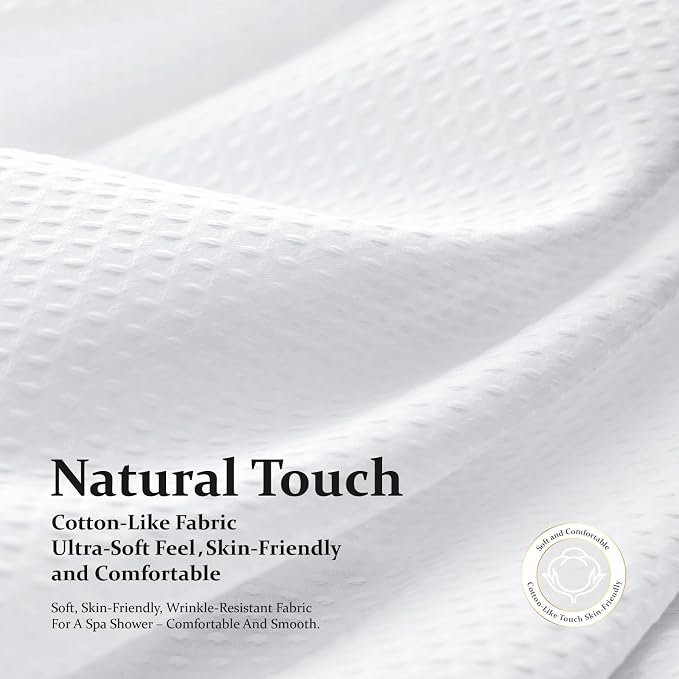 Dynamene Extra Wide Waffle Shower Curtain 256 GSM Fabric 84x72 White - Image 7