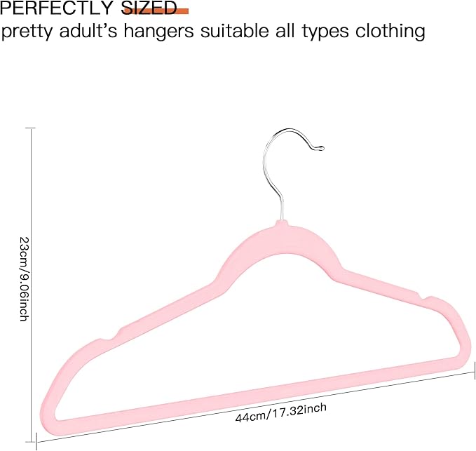 Pink Velvet Hangers 20 Pack, Slim Space Saving Suit Hangers - Image 8