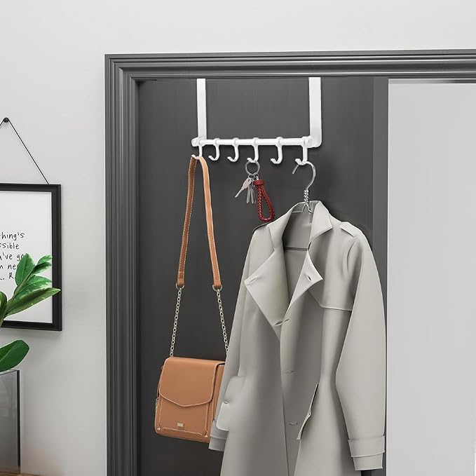 MGahyi White Over The Door Hooks, Over The Door Towel Rack | 6 Sliding - Image 4