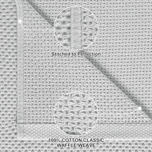 Homaxy 12 Pack 100% Cotton Kitchen Towels and Dishcloths Set, Light Gray - Image 2