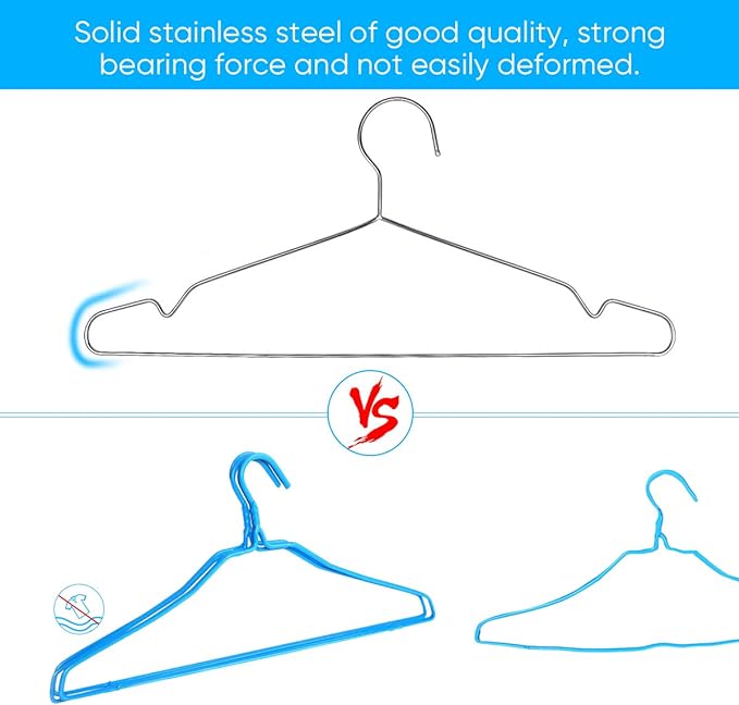 Fayleeko Wire Coat Hangers 40 Pack Strong Heavy Duty Stainless Steel Metal - Image 4