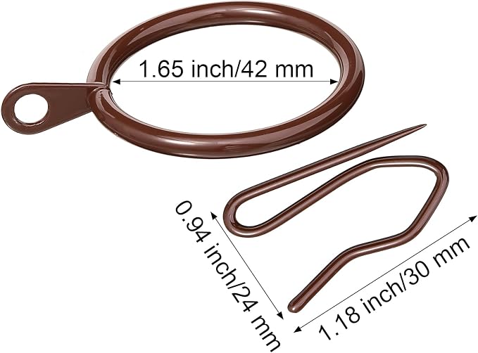 Hotop 60 Pcs 1.65 Inch Curtain Ring and 60 Pcs Pin Hook, 0.98/1.26/1.5/1.65 - Image 2