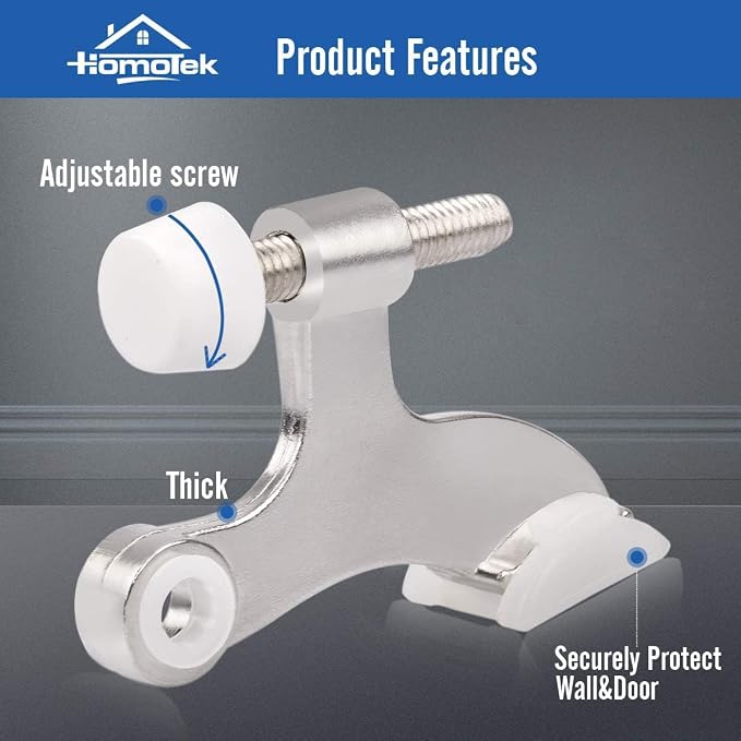 HOMOTEK 12 Pack Hinge Pin Satin Nickel Door Stopper, Adjustable Deluxe Heavy - Image 2