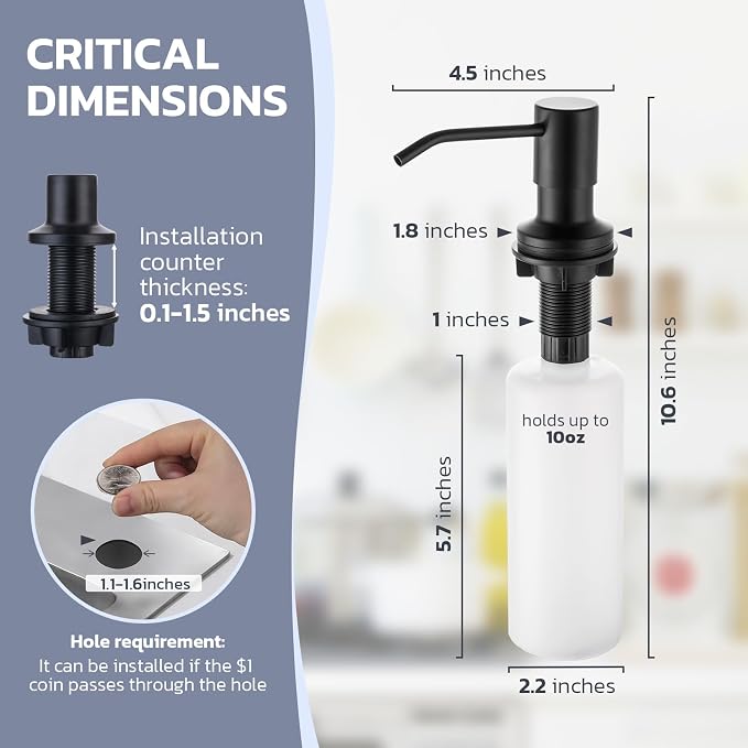 WEWE Kitchen Faucet with Soap Dispenser Set, Matte Black | 3-Mode Sprayer - Image 7