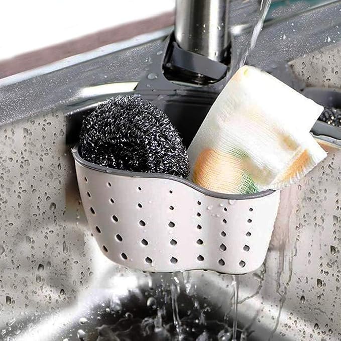EC ELEGANTCHARM Kitchen Sink Caddy Sponge Holder Silicone Plastic Soap Holder - Image 3