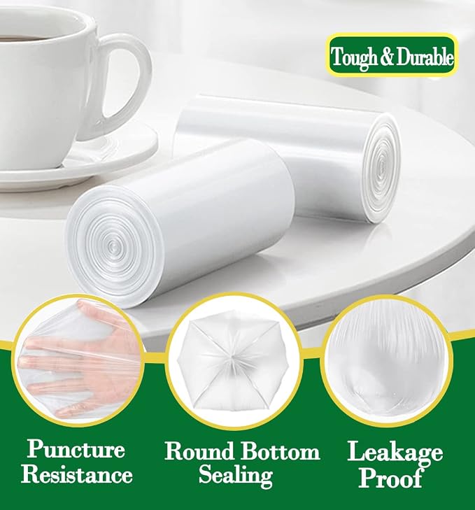 Hommaly 2 Gallon 200 pcs Small Clear Trash Bags, Strong 1.8 Gallon Garbage Bags - Image 4