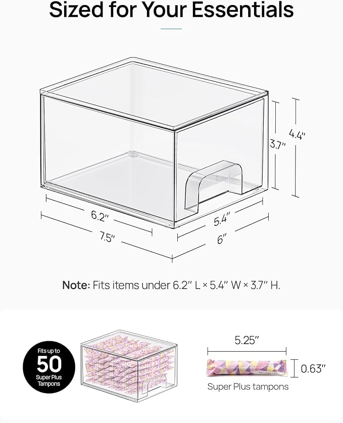 Vtopmart 8 Pack Small Clear Stackable Storage Drawers | Plastic Bins, Bathroom - Image 2