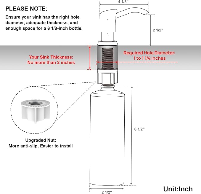 GAGALIFE Dish Soap Dispenser for Kitchen Sink, 17 oz Bottle, Chrome | Refills - Image 2