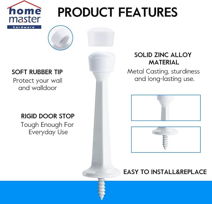 HOME MASTER HARDWARE 3" Heavy Duty Solid Door Stop, 2 Pack, Screw-In - Image 5