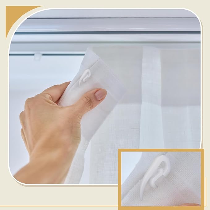 Wonderjune 400 Pcs White Plastic Curtain Hooks - Image 6