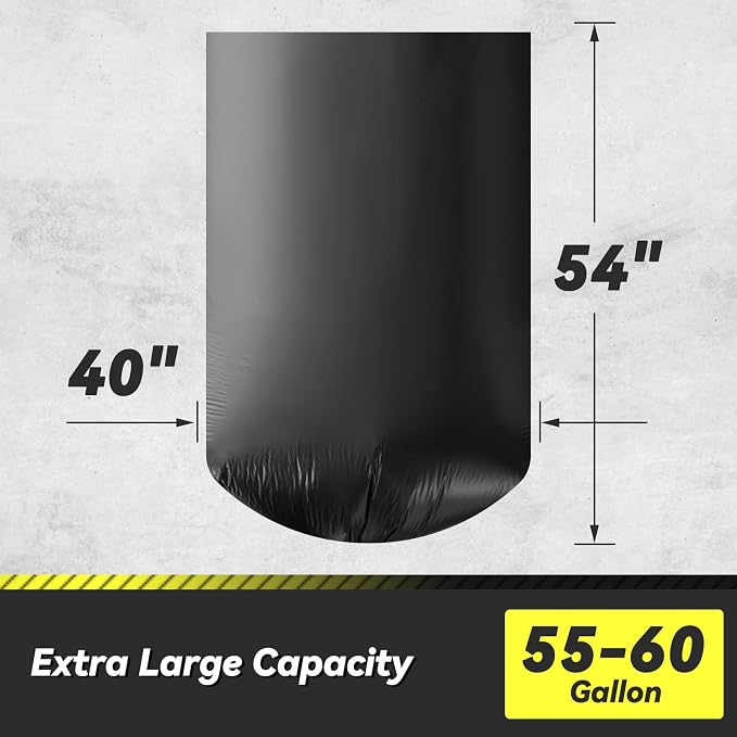 Wowflash 150 Count 55-60 Gallon Trash Bags | Sturdy & Tear-Resistant Commercial - Image 4