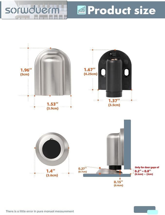 1 Pack Nickel Door Stopper Magnetic Door Cathc Brushed Nickel Floor Mounted - Image 7