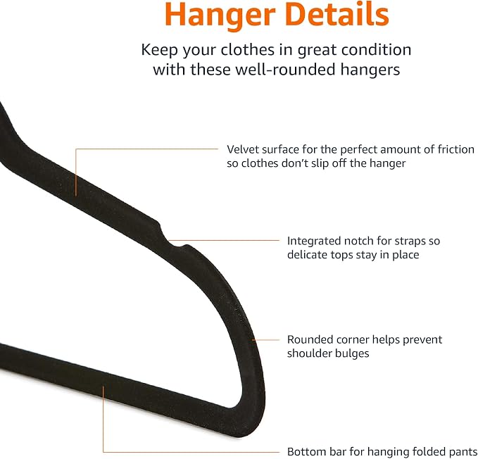 Amazon Basics Kids Space Saving Velvet Non-Slip Clothes Hangers - Image 4