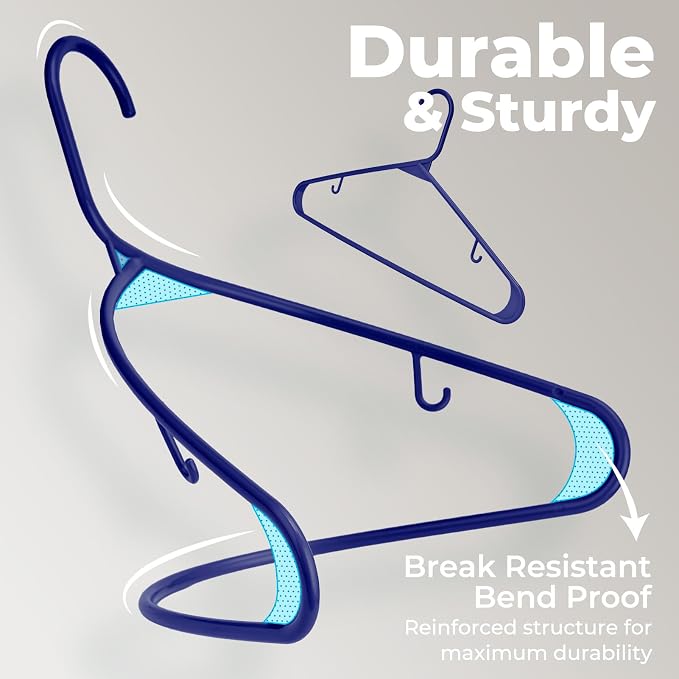 HOUSE DAY Blue Plastic Hangers 120 Pack, Slim Space-Saving Clothes Hangers | - Image 5