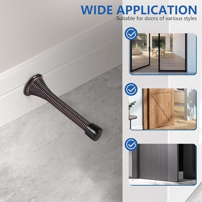 KISEER 12 Pack Spring Door Stops 3 1/4 Inch Flexible Heavy Duty Spring Door - Image 5