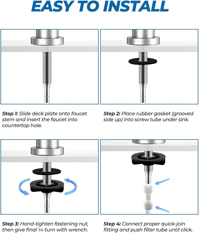 WEWE RO Drinking Water Faucet, Brushed Nickel, 1/4" & 3/8" Connectors | - Image 7
