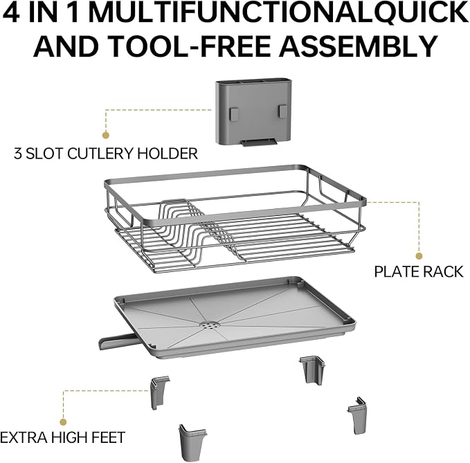 TOOLF Dish Drying Rack for Small Kitchen Counter - Image 8