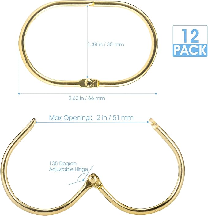 Shower Curtain Rings, Oval Snap Shower Rings - Image 5