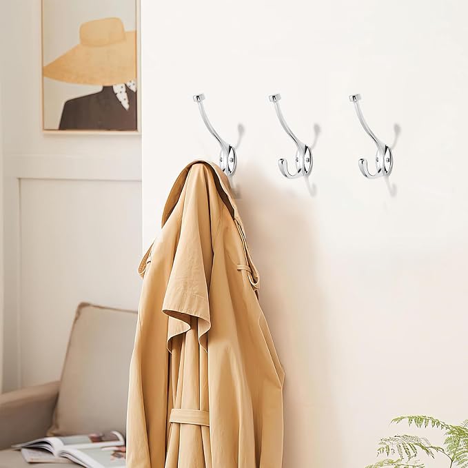 The 3 Pack 5-1/2 inch Polished Chrome Coat Hook zinc Alloy mudroom Hooks is - Image 3