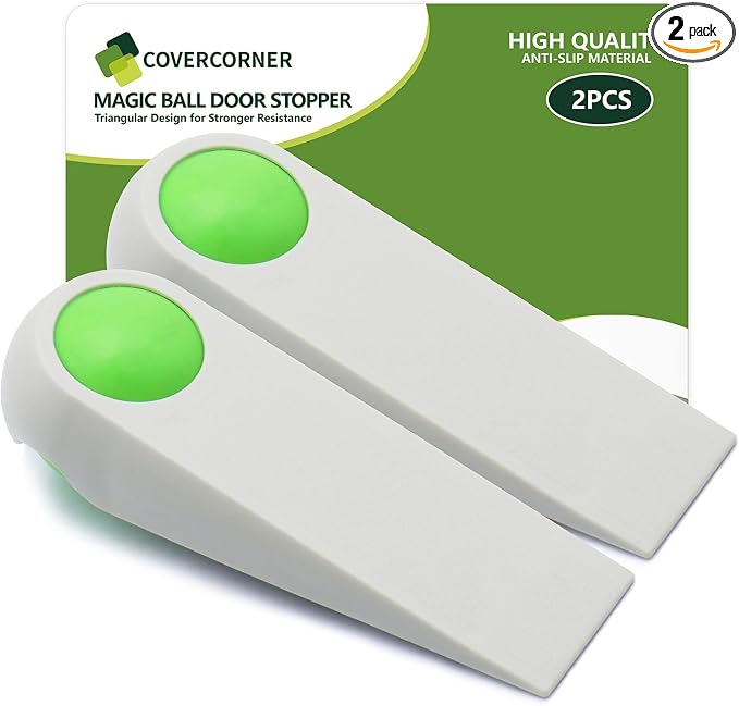 Door Stoppers for Bottom of Door, 2 Pack 5", Rubber Door Stopper Wedges by COVERCORNER