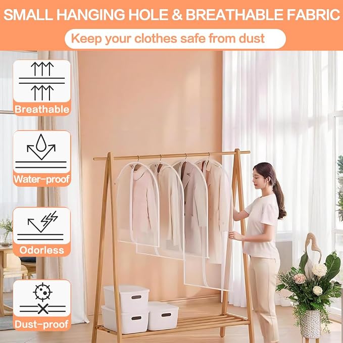 Clear Garment Bags for Hanging Clothes Travel Suit Bags for Closet Storage - Image 6