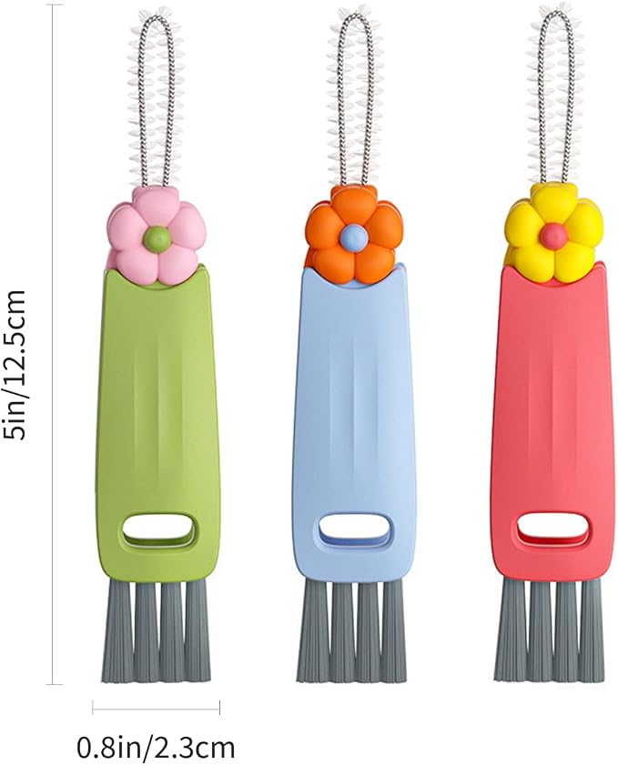 HRXFOZ 3-in-1 Cup Lid Cleaning Brush Set, and Corner Brushes, Plastic Nylon - Image 6