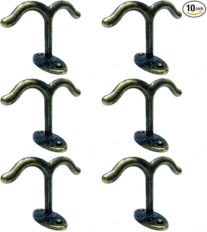 10 Pcs Zinc Alloy Ceiling Double Hook Cabinet Wardrobe Coat Towel Hat Hook by FanSiVoKe
