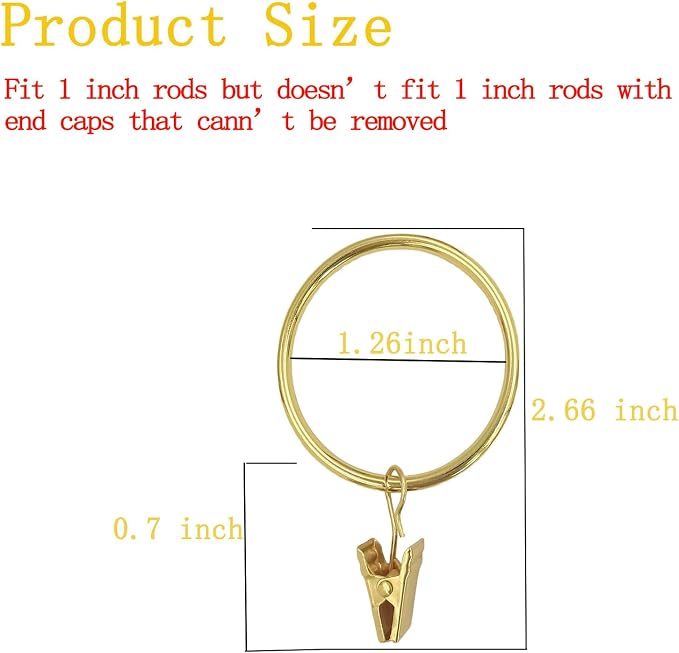 40 Pack Curtain Rings with Clips, Window Clip Rings Curtain Hooks Hangers Clip - Image 2