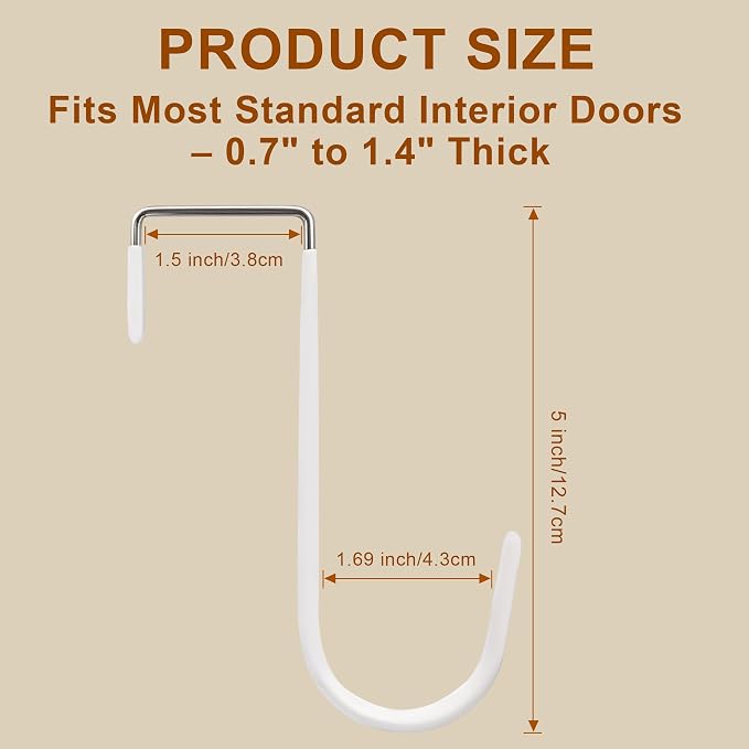 Over the Door Hooks 4 Pack – Rubber Coated Door Hanger - Image 2