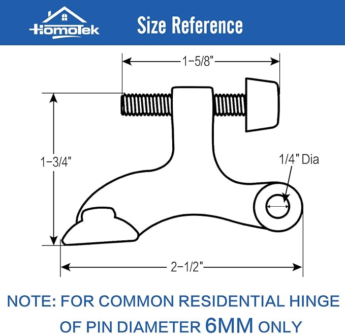 HOMOTEK 8 Pack Hinge Pin White Door Stopper, Adjustable Deluxe Heavy Duty Door - Image 3