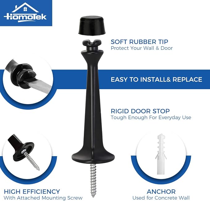 HOMOTEK 6 Pack Heavy Duty Solid Rigid Door Stop - Image 2