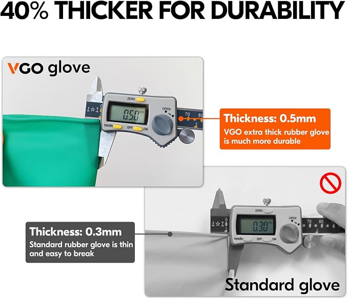 Vgo...Latex Reusable Household Gloves, Cleaning Gloves, Long Cuff | 10 pairs - Image 2
