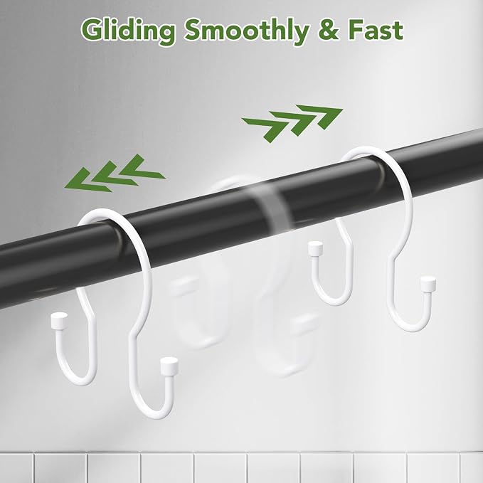 Goowin Shower Curtain Hooks, Simple Shower Curtain Rings, Sturdy Shower Curtain - Image 6