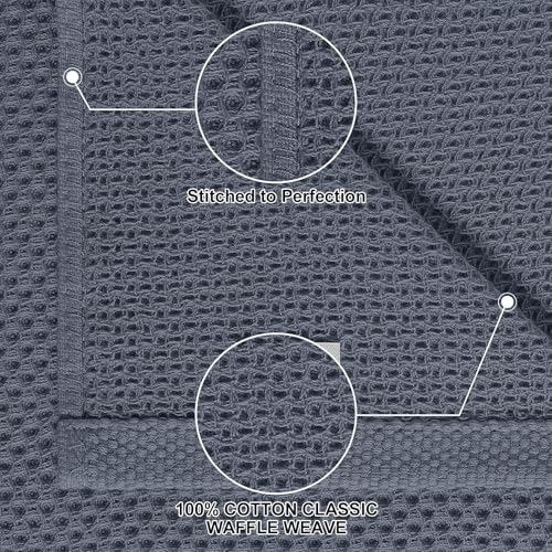 Homaxy 8 Pack 100% Cotton Kitchen Towels and Dishcloths Set, Dark Grey - Image 2