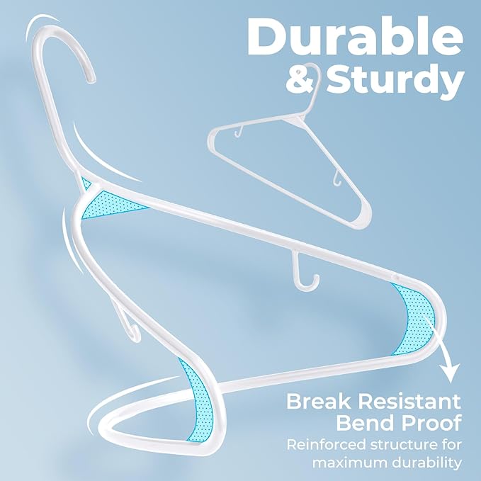 HOUSE DAY White Plastic Hangers 40 Pack, Slim Space-Saving Clothes Hangers | - Image 6