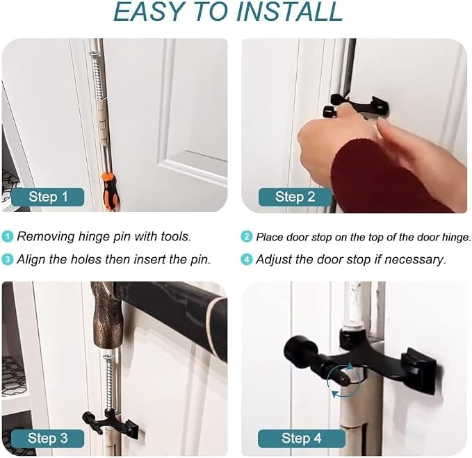 12 Pack Hinge Pin Oil Rubbed Bronze Door Stopper, Adjustable Heavy Duty Hinge - Image 6