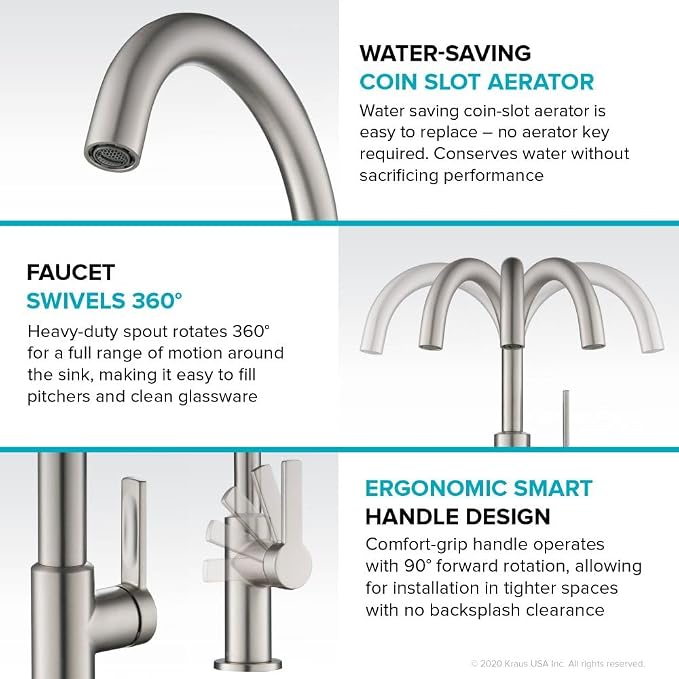 KRAUS Oletto Single Handle Kitchen Bar Faucet in Spot Free Stainless Steel - Image 7