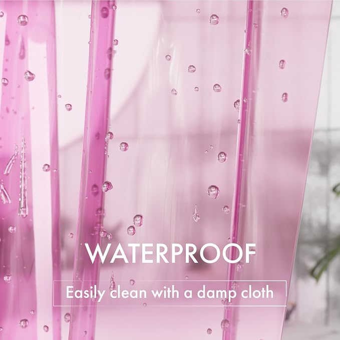 AmazerBath Shower Curtain Liner, 72x72 Transparent Hot Pink Shower Liner - Image 4