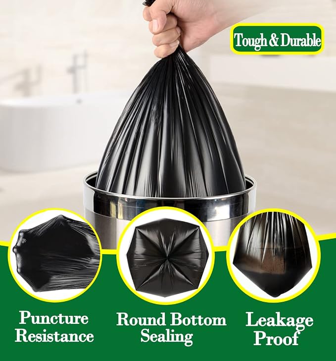 Hommaly 2 Gallon 200 pcs Small Black Trash Bags, Strong 1.8 Gallon Garbage Bags - Image 3