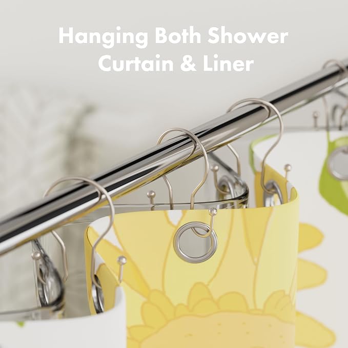 AmazerBath Shower Curtain Hooks Brushed Nickel Shower Curtain Rings, Simple - Image 3