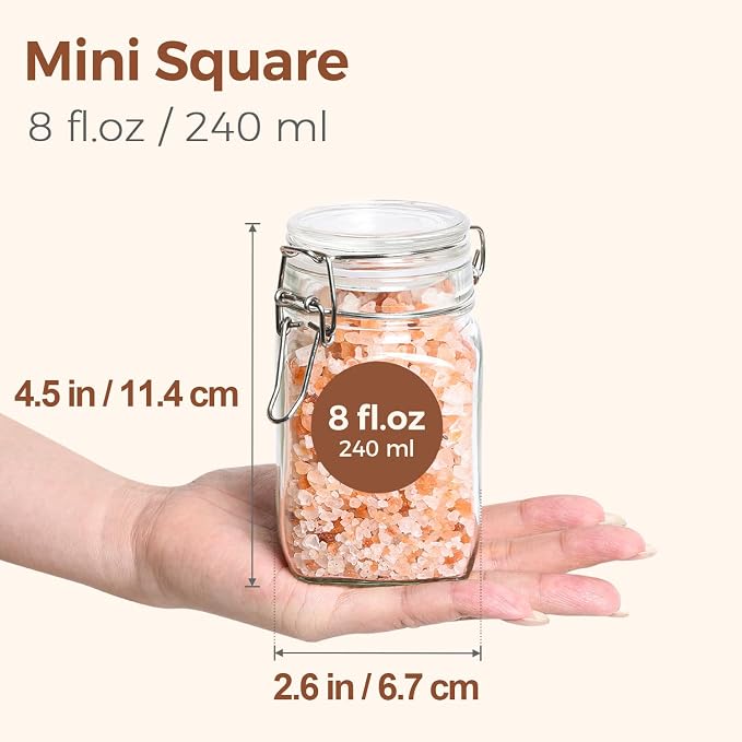 ComSaf Square Small 8 oz Glass Spice Jars - Image 2