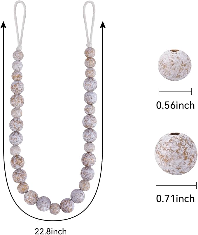 KLOGTSIND Wood Bead Curtain Tiebacks, 4 Pack Curtain Tie Backs - Image 4