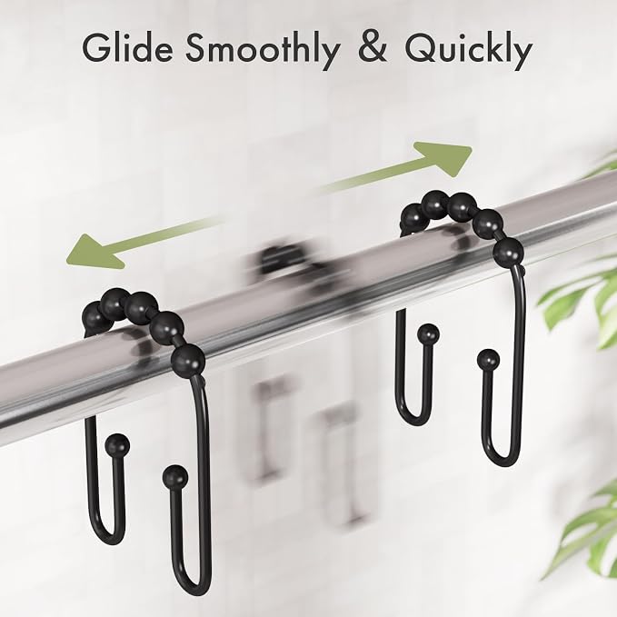 AmazerBath Black Shower Curtain Hooks, Shower Curtain Rings Rust Proof Non-Slip - Image 4