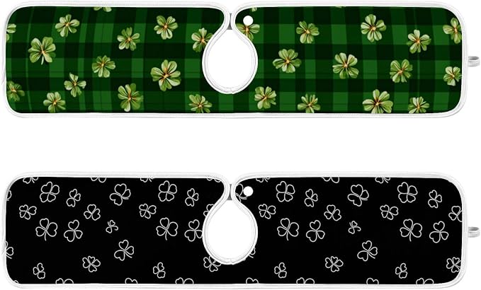 Green Checkered Tiny Clovers Line Sink Mat - Image 2