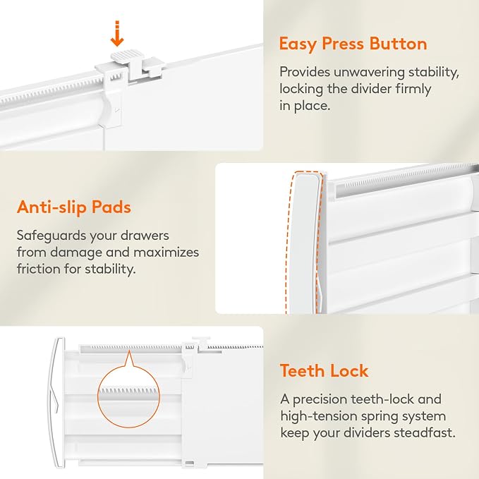 Lifewit 5" Tall Drawer Dividers, Adjustable Deep Drawer Organizer Clothes | 5 - Image 7